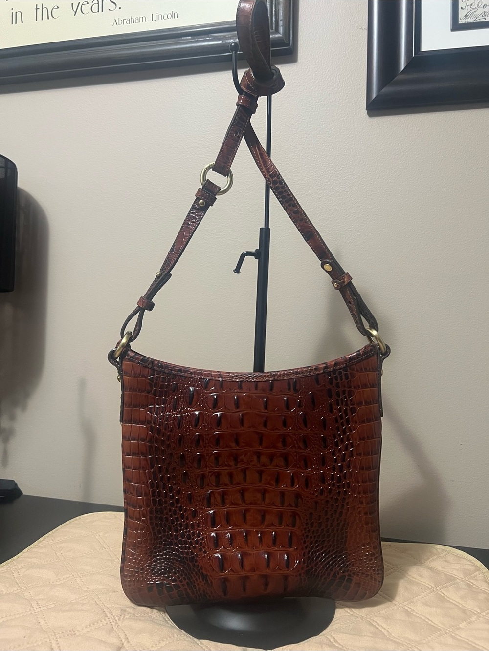 Brahmin Katie Pecan Melbourne Croc-Embossed Leather Crossbody Bag - Picture 7 of 13